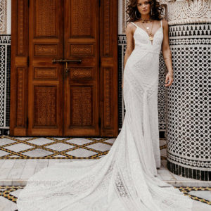 Robe de mariée bohème sans manche