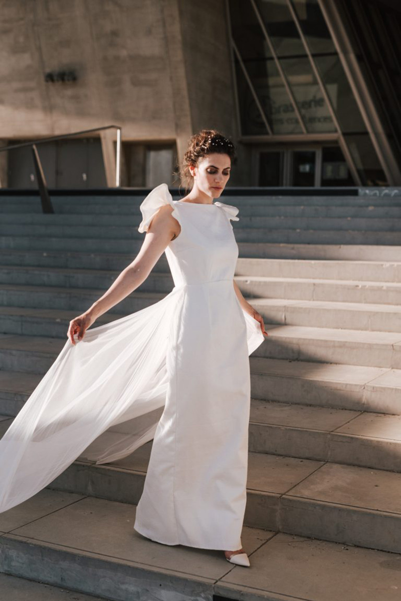 Robe de mariée droite en piquée de coton - Clémentine Iacono