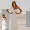 Robe de mariée en crêpe avec manche volant et bustier perlé Manon Gontero