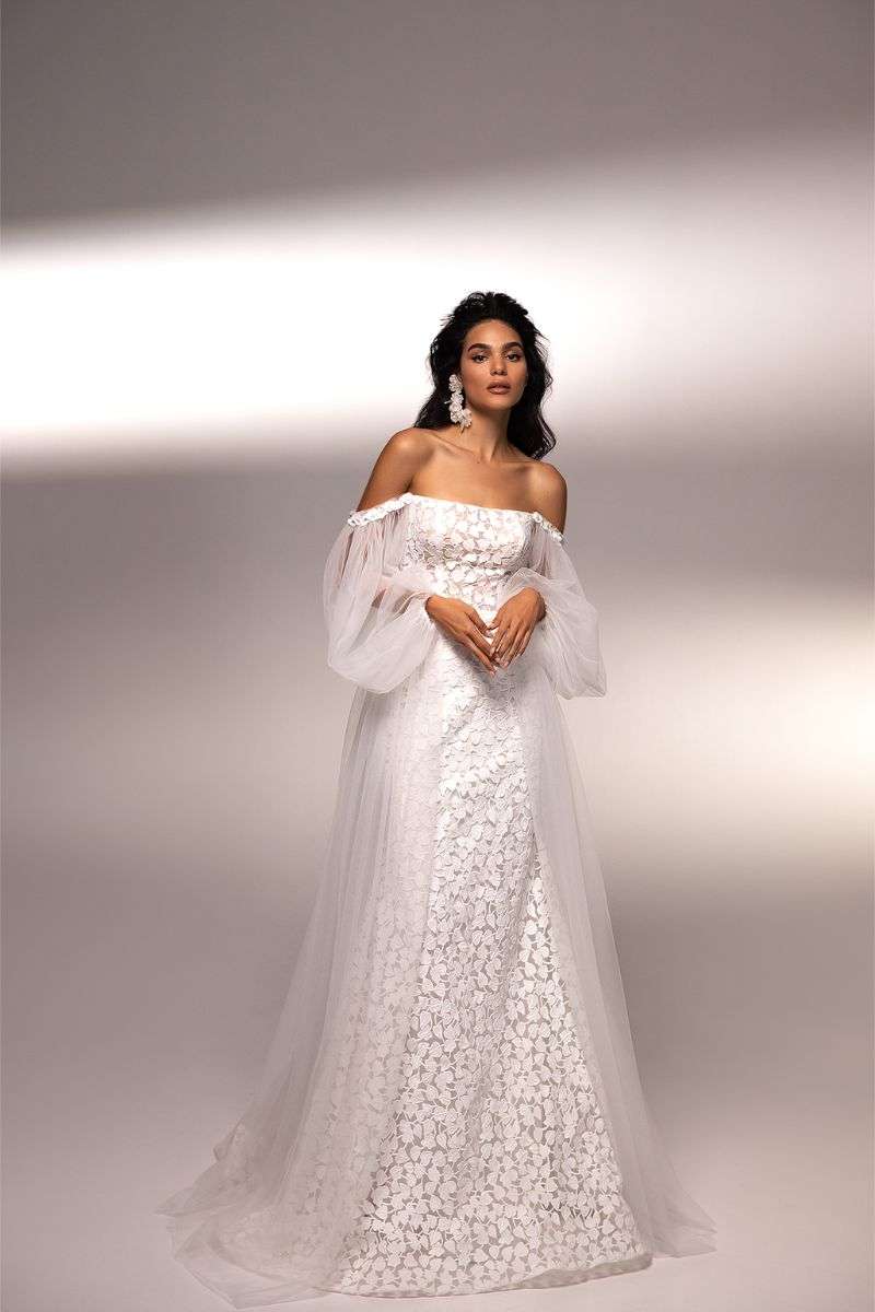 Robe de mariée sirène bohème en dentelle guipure Elly Bride