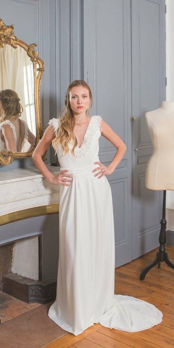 Body en dentelle sans manches pour ensemble deux pièces de mariée Aurélia Prado