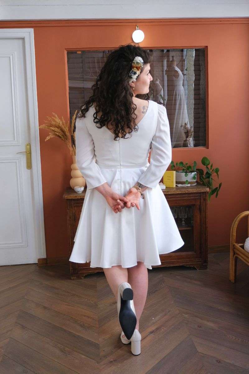 Robe de mariage civil manches trois quart Atelire Gasparine