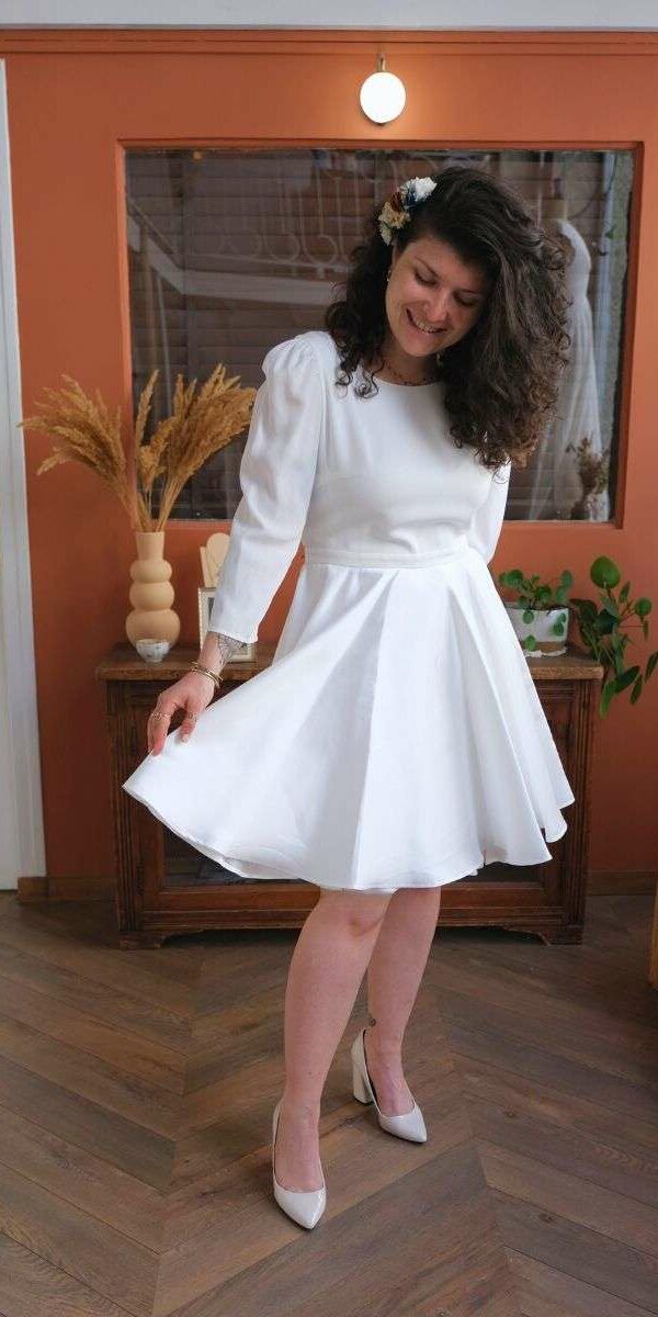 Robe de mariée courte patineuse de seconde main Atelier Gasparine