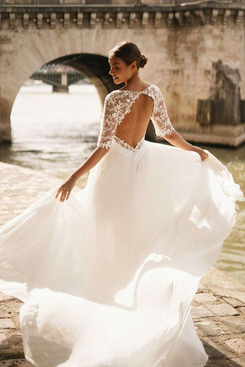 Robe de mariée bohème dos nu inversé Oksana Kokhan