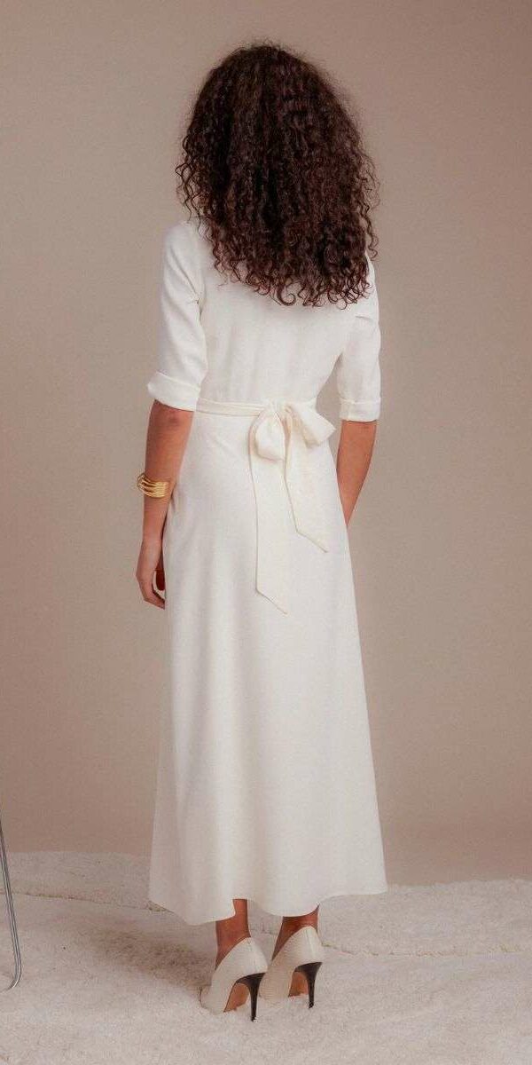 Robe mariage civile manches trois quart Uni Paris