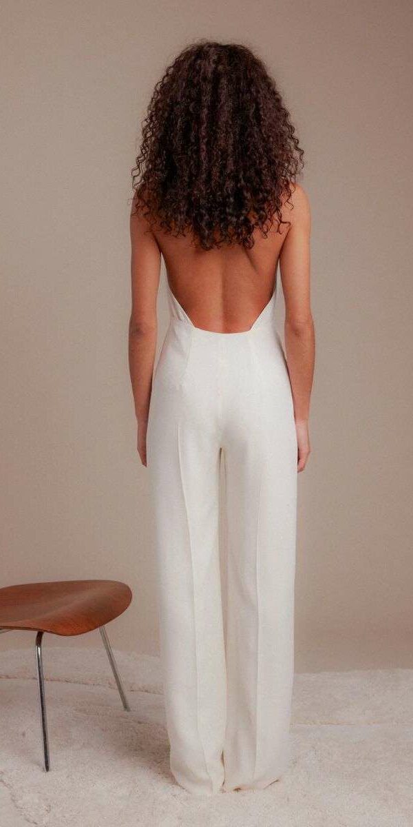Combinaison de mariée dos nu Uni Paris
