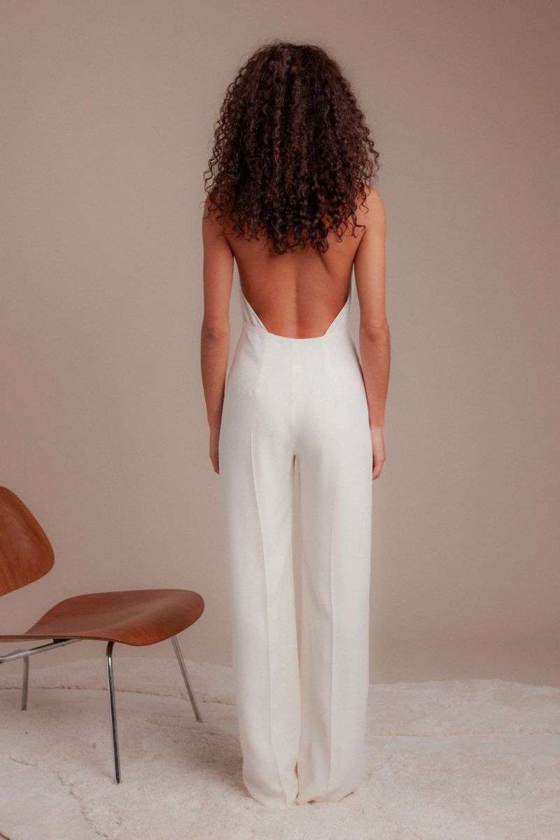 Combinaison de mariée dos nu Uni Paris