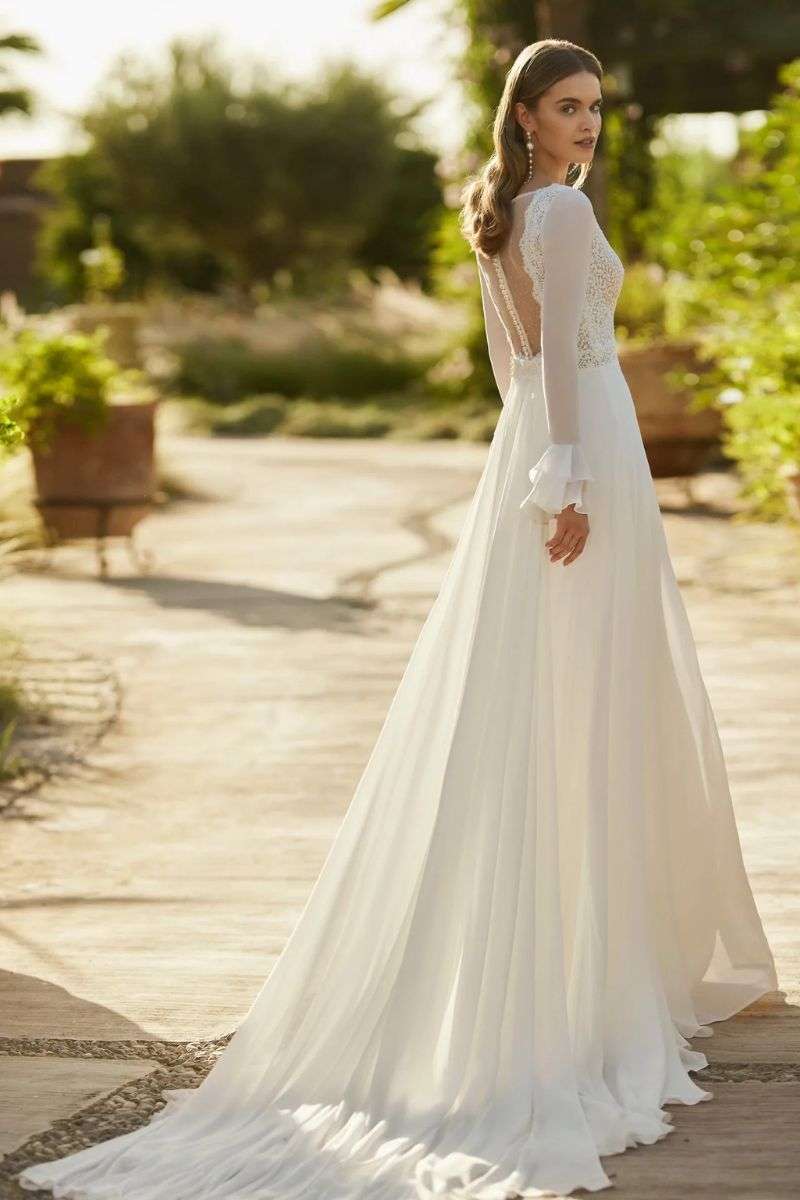 Robe de mariée bohème d'occasion à manches longues Alma Novia