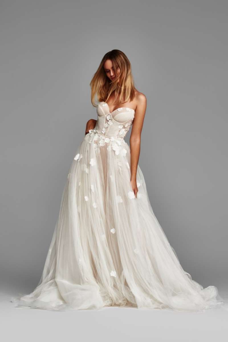 Robe de mariée A-line bustier tulle rose nude Sylwia Kopczynska