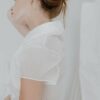 Crop top pour ensemble de mariée en organza plissé Salomé Gautard