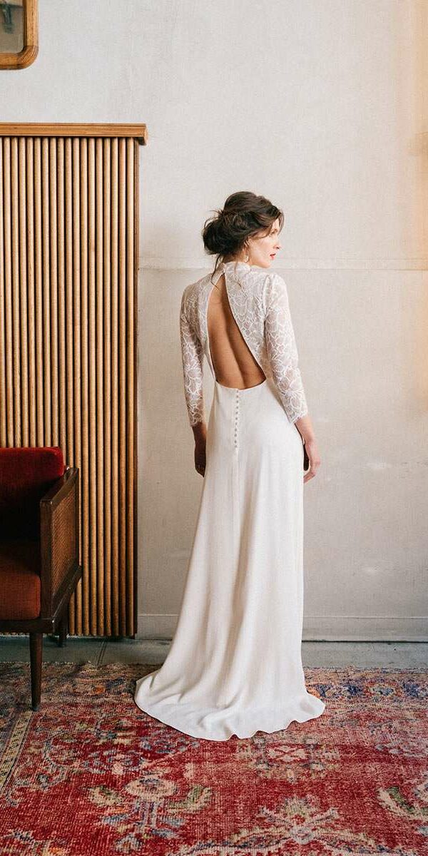 Robe de mariée de seconde main avec grand dos nu