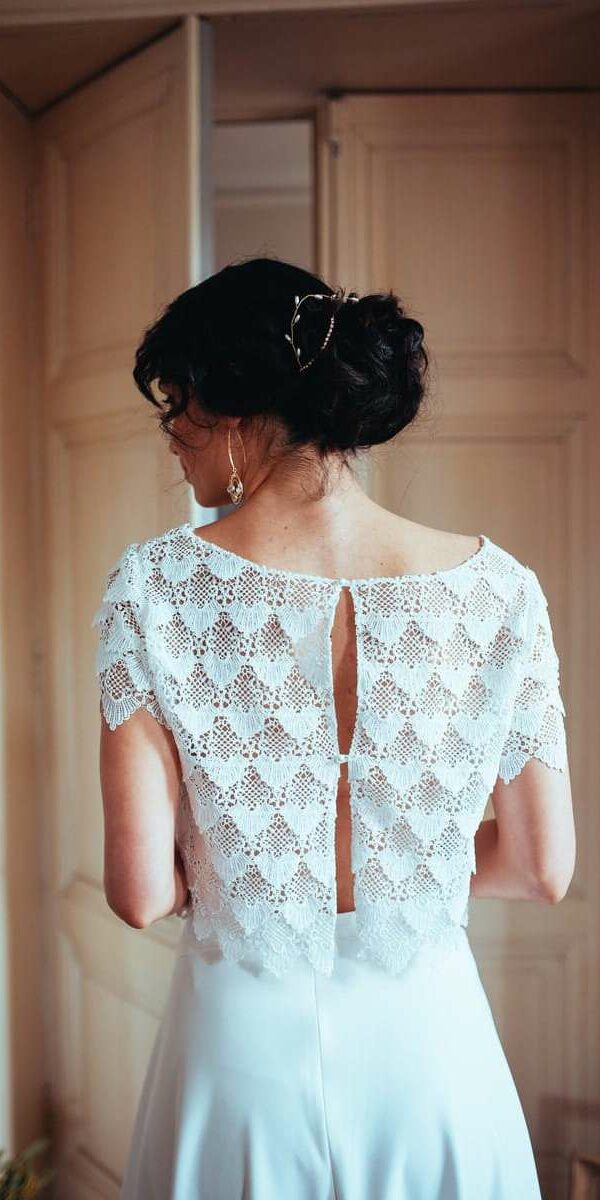 Top en dentelle pour robe de mariée deux pièces Elsa Gary
