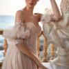Robe de mariée princesse rose poudré de seconde main - Pronovias - La Sève Lyon