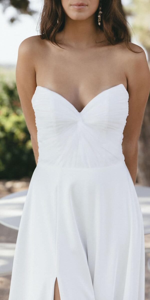 Robe de mariée bustier en tulle plissé noué - MADO