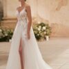 Heraiz-AlmaNovia-robe-mariee-bretelles-dentelle-tulle Robe de mariée fendue avec haut en dentelle et jupe en tulle - La Sève à Lyon 6ème
