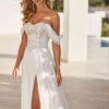 Saira-AdrianaAlier-robe-mariee-bustier-dentelle-jupe-fluide Robe de mariée bohème fluide taille basque épaules dénudées - La Sève Lyon