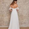 Robe de mariée en crêpe fluide et broderie graphique