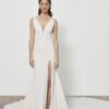Robe de mariée minimaliste sans dentelle dos nu fendue
