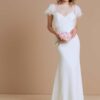 Robe de mariée 2 pièces avec top en dentelle manches courtes amovible