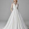 Robe de mariée A-line en satin taille haute