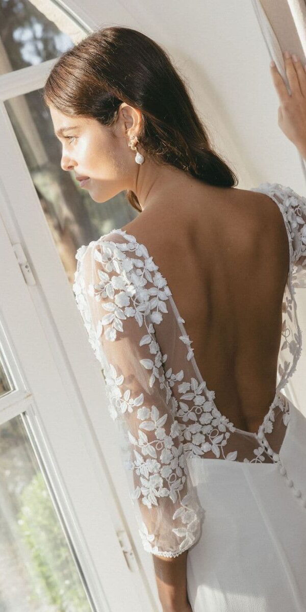 Robe de mariée manches longues en dentelle - Dépôt-Vente La Sève Lyon